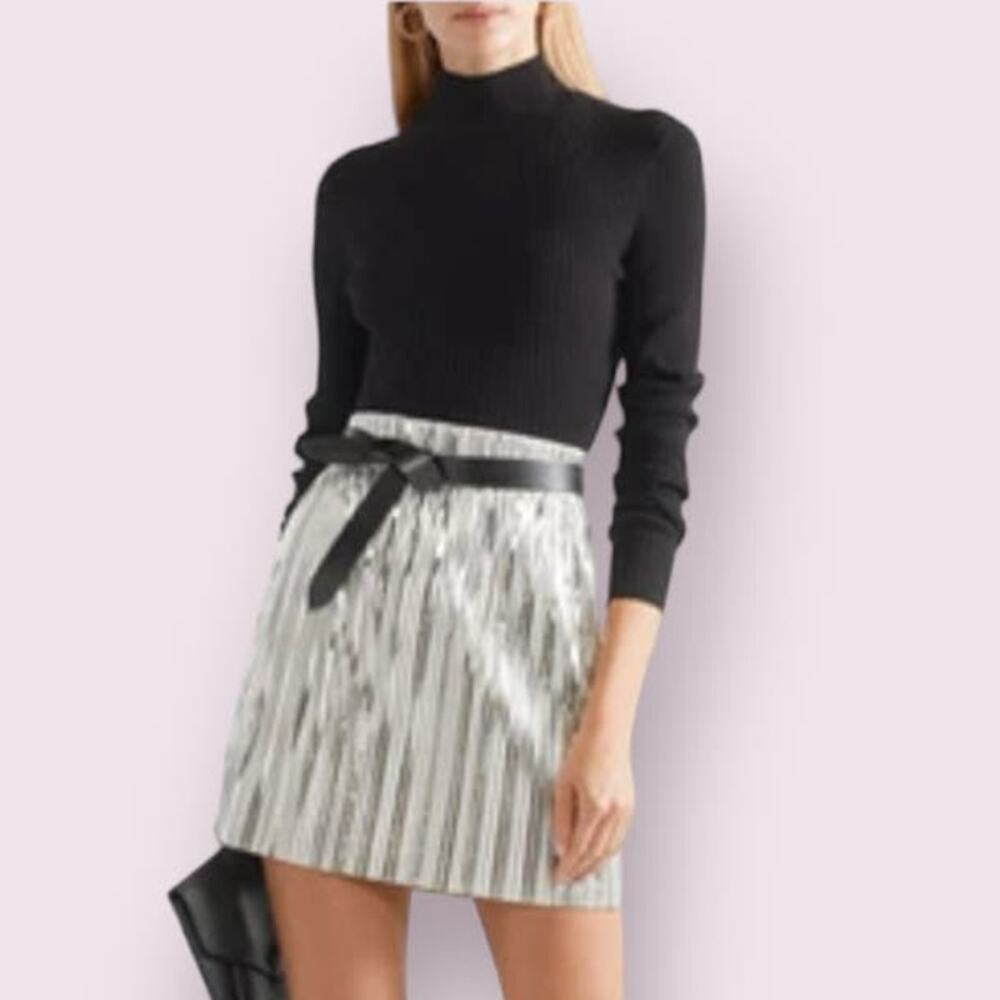NWOT $295 Isabel Marant Etoile Delpha Metallic Pleated Mini Skirt Eu 38/ 6 or M